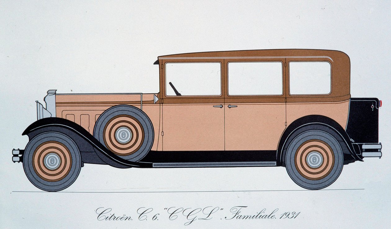 Kilpi, joka edustaa vuoden 1931 Citroen-perheautoa tekijältä Pierre Dumont