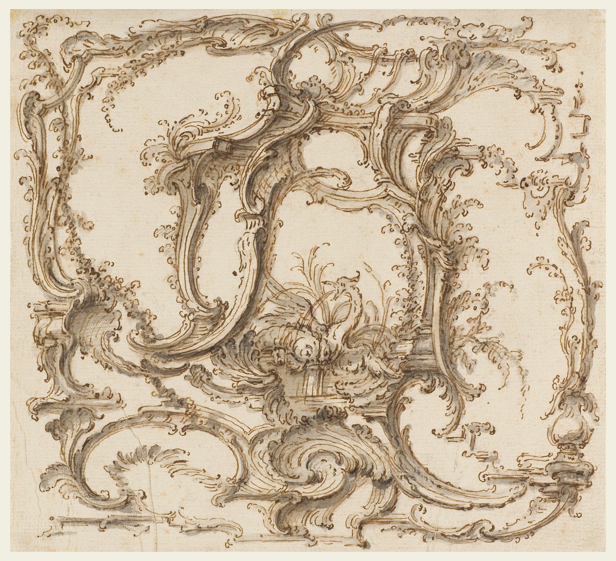Piirustus, koristeen sommittelu, n. 1745. tekijältä Pierre Edme Babel