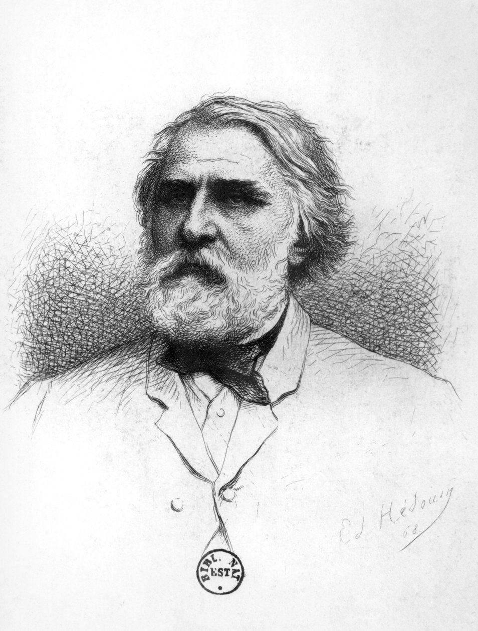 Ivan Turgenevin (1818-83) muotokuva tekijältä Pierre Edmond Alexandre Hedouin