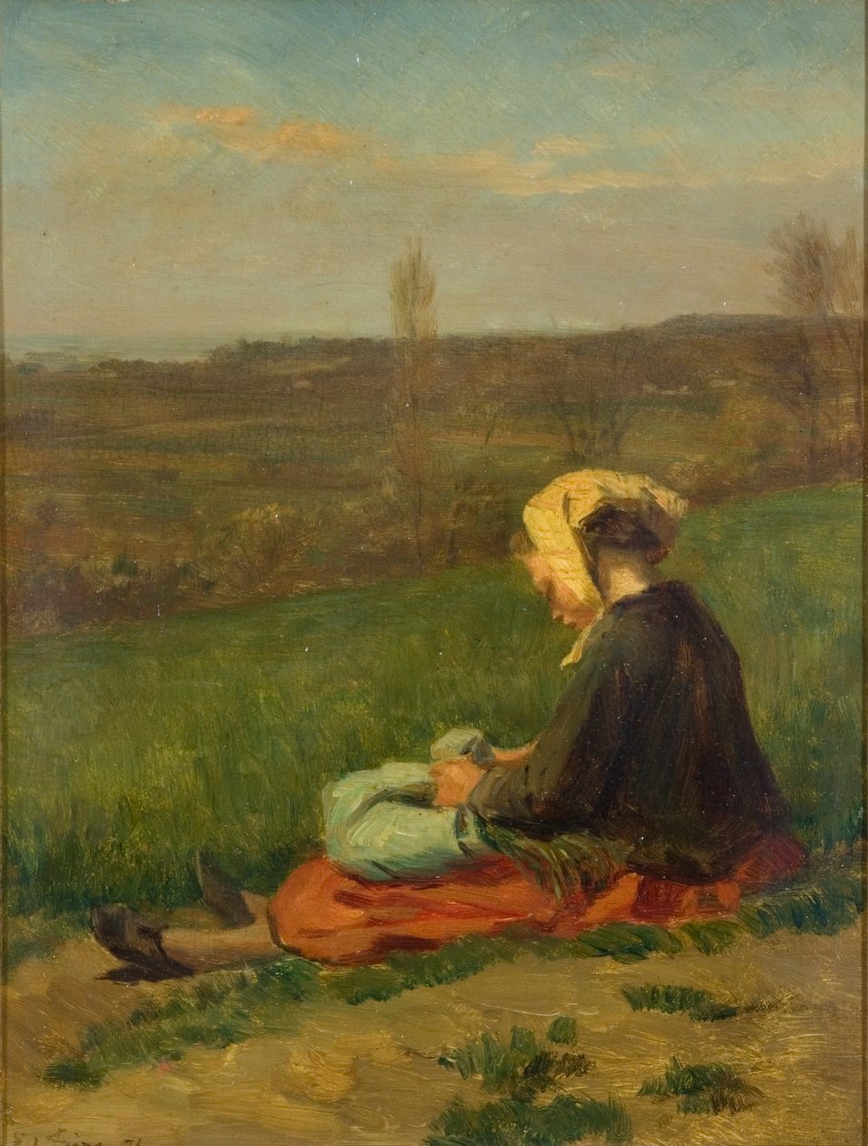 "Lapsi pellolla", 1871 tekijältä Pierre Edouard Frere