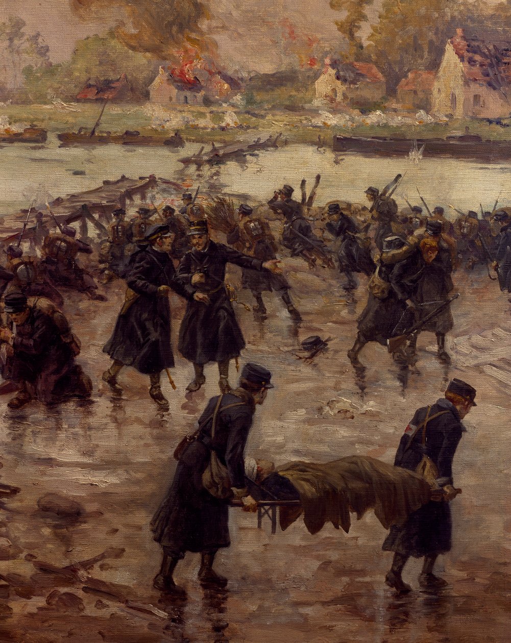 Fighting Along the Yser, lokakuu 1914, kirjoittanut Naymark e Ballue, yksityiskohta tekijältä Pierre Ernest and Neymark Gustave Ballue