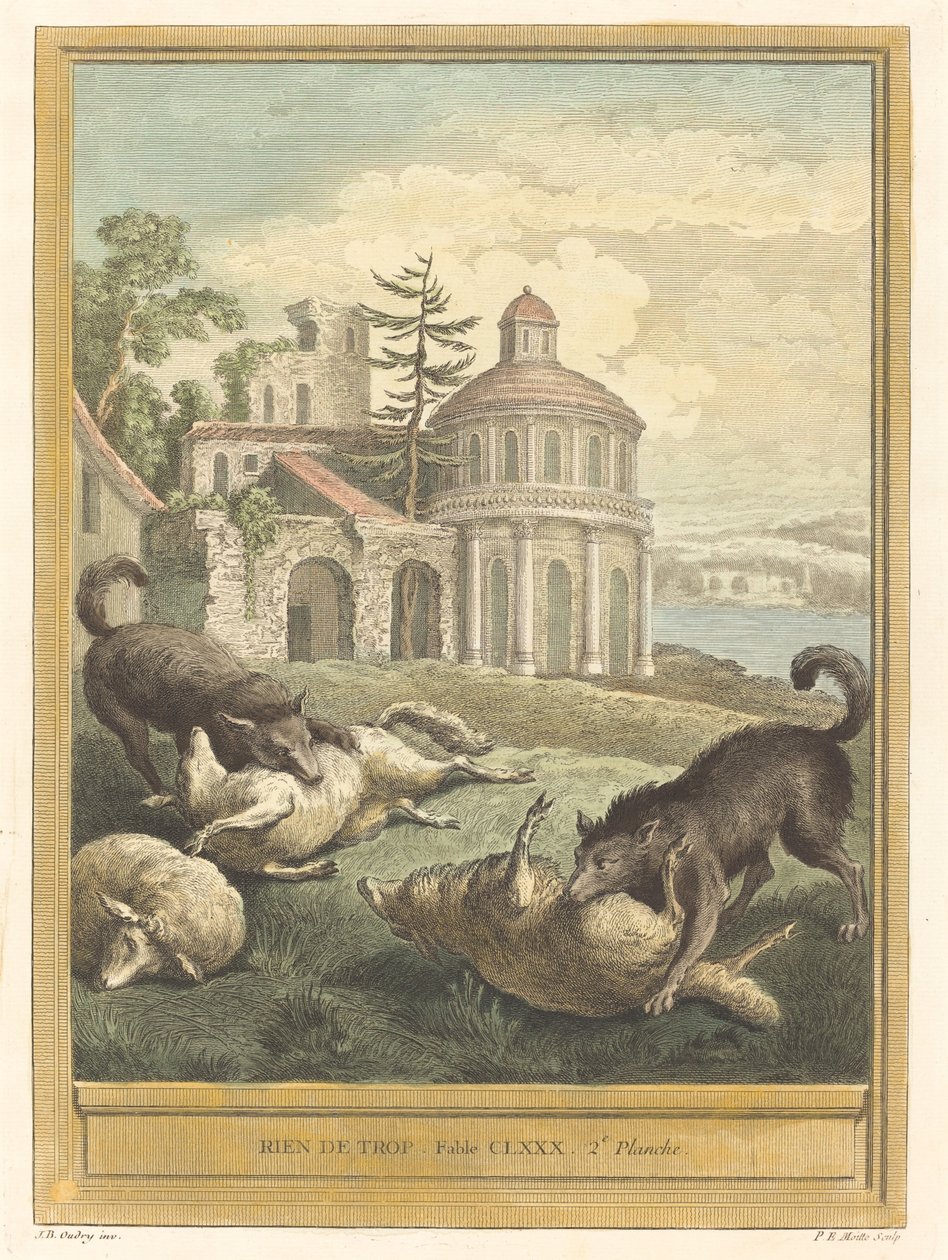 Rien de trop (Ei mitään ylimääräistä) tekijältä Pierre Etienne Moitte after Jean Baptiste Oudry