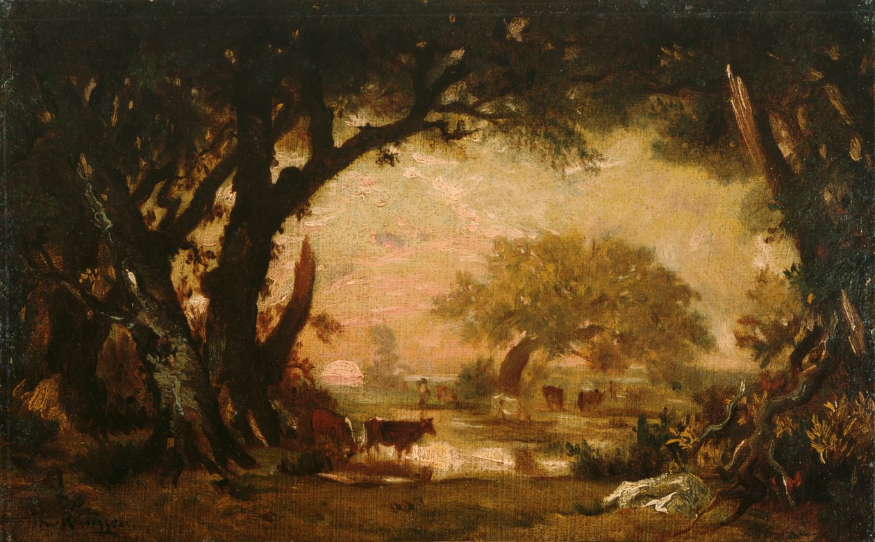 Selvitys Fontainebleaun metsissä tekijältä Pierre Etienne Theodore Rousseau
