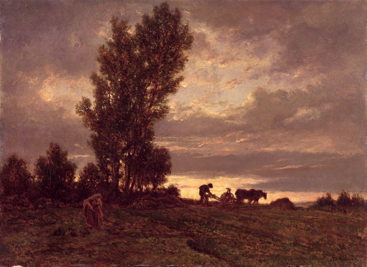 Maisema kyntäjän kanssa tekijältä Pierre Etienne Theodore Rousseau