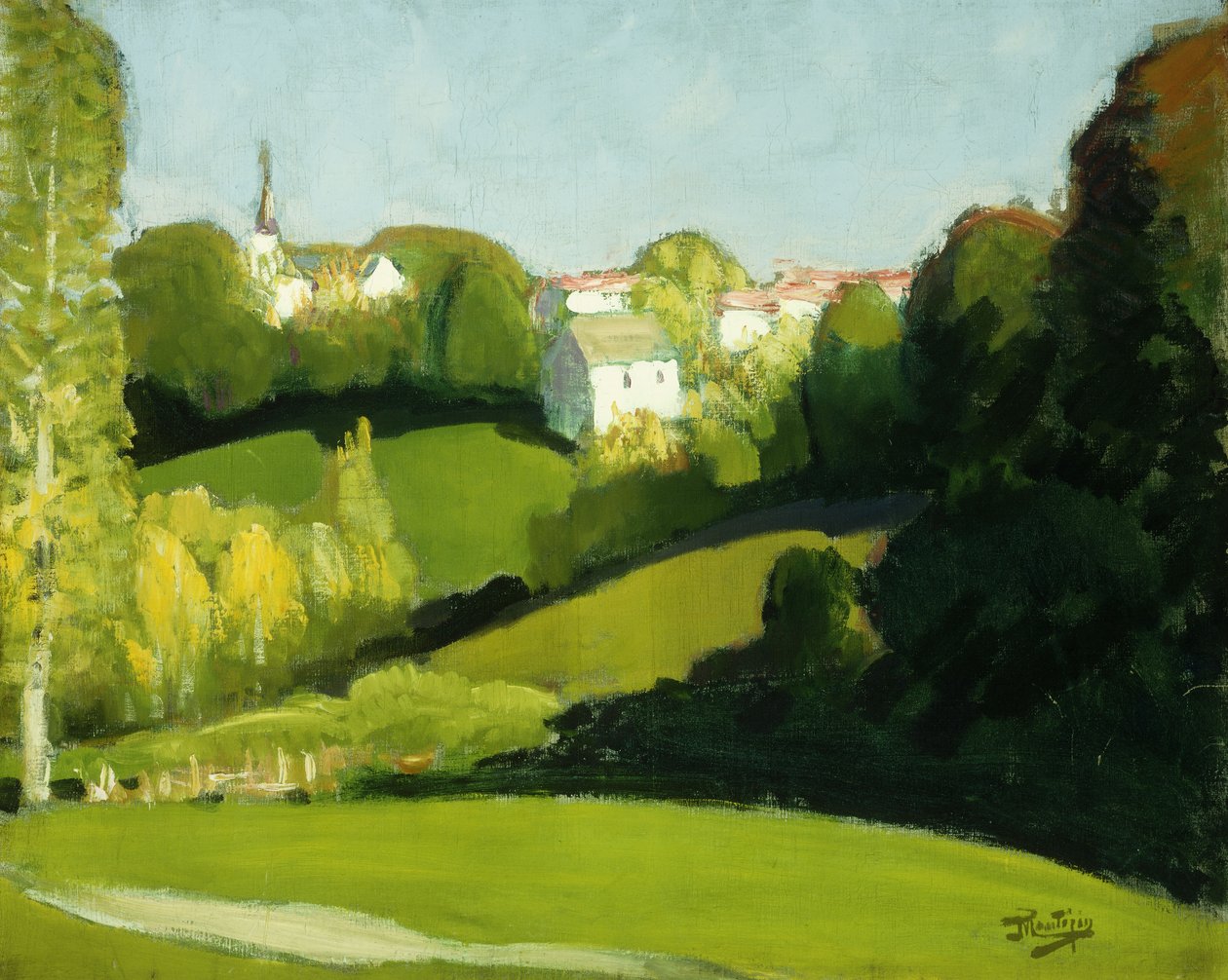 Maaseutu, Valo ja Varjo; Paysage, Ombre et Lumiere, n. 1920 (öljy kankaalle) tekijältä Pierre Eugene Montezin