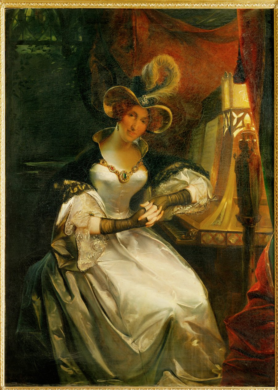Kuningatar Hortense Bonaparte, Napoleonin veljen Ludvigin, Hollannin kuninkaan, vaimo ja Napoleon III:n äiti (öljy kankaalle). tekijältä Pierre Felix Cottrau