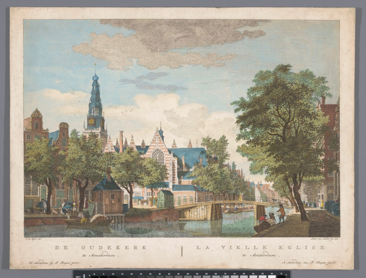 Näkymä Amsterdamin vanhalle kirkolle Oudekerk Amsterdamissa (otsikko esineessä) tekijältä Pierre Fouquet