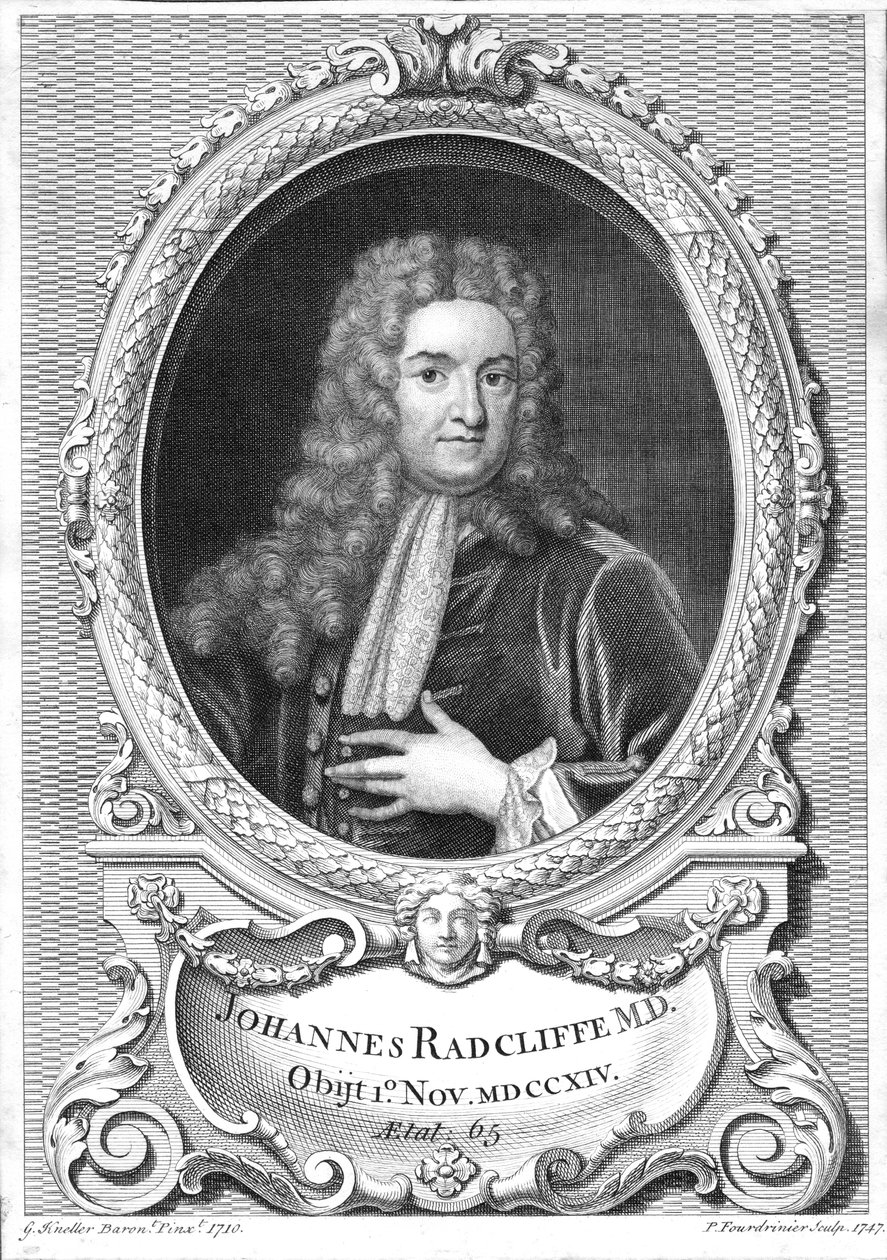 John Radcliffe, englantilainen lääkäri, 1747 tekijältä Pierre Fourdrinier