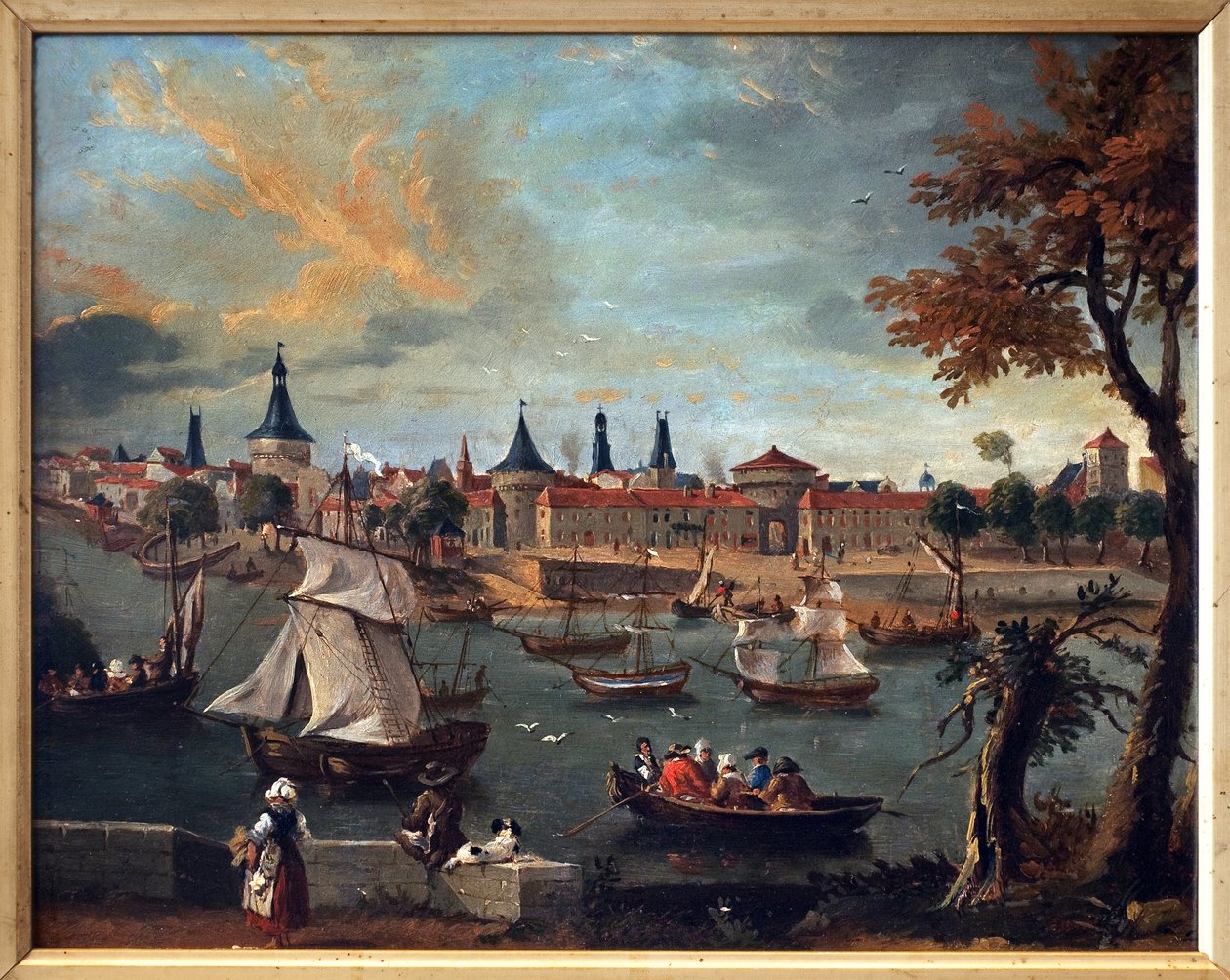 Libournen satama 1700-luvulla. Pierre Fournierin (1740-1793) taideteos, öljy paperille maroufle pahville tekijältä Pierre Fournier