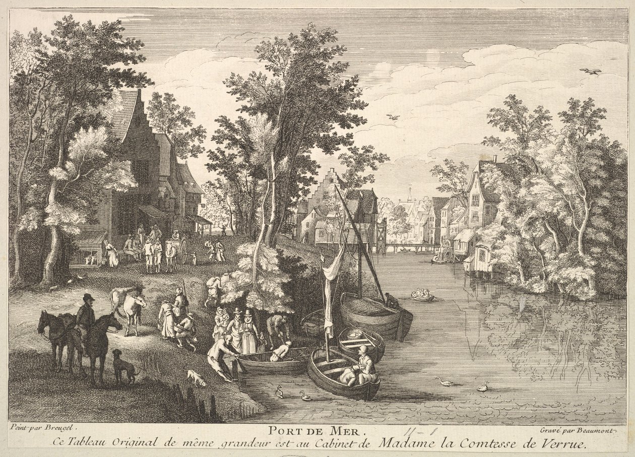 Sea Port Port de Mer maalauksen jälkeen Madame la Comtesse de Verruen kokoelmassa. tekijältä Pierre Francois Beaumont