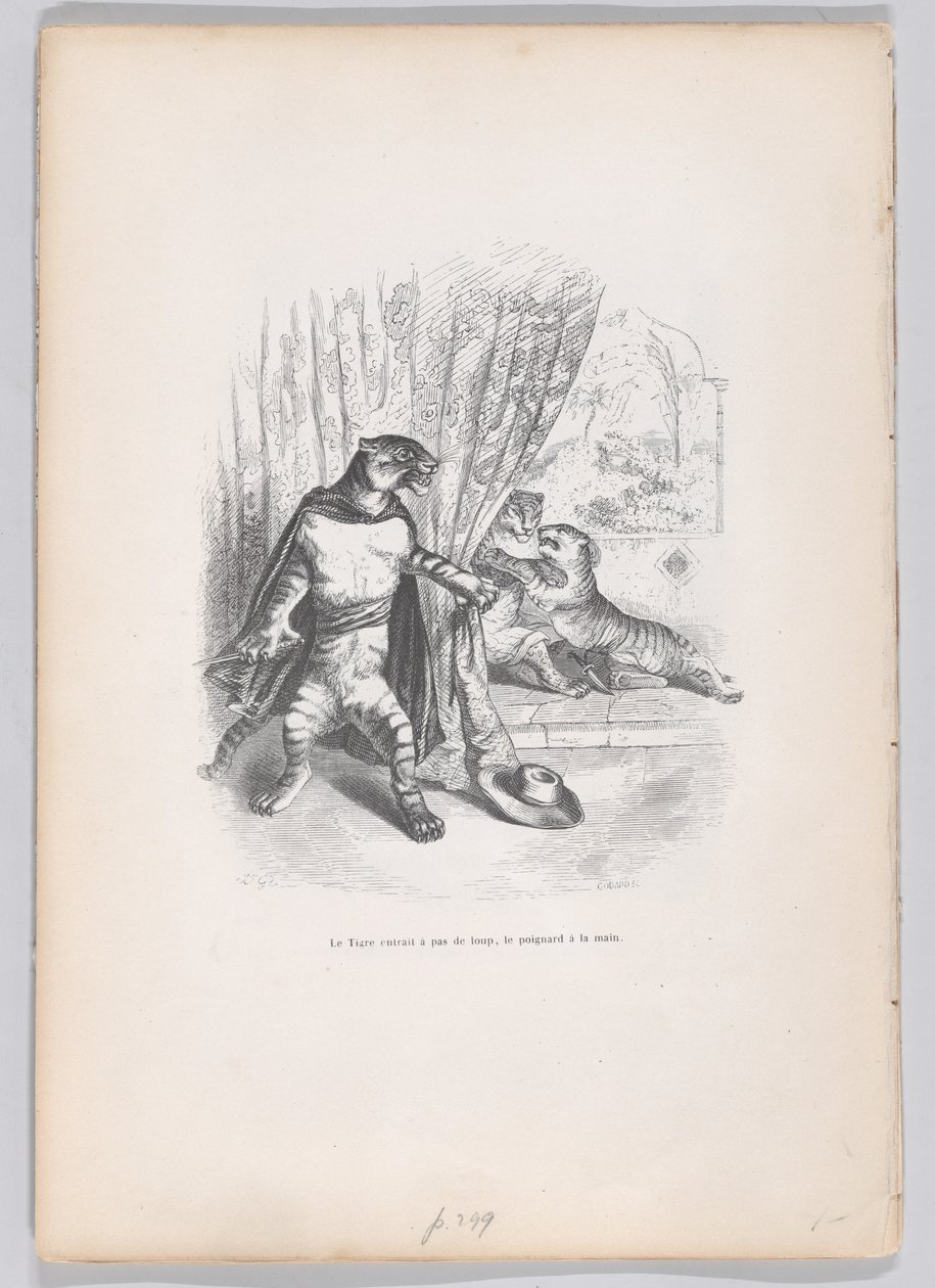 Tiikeri astui sisään varkain, tikari kädessään Scenes from the Private a..., n. 1837-47. tekijältä Pierre Francois Godard