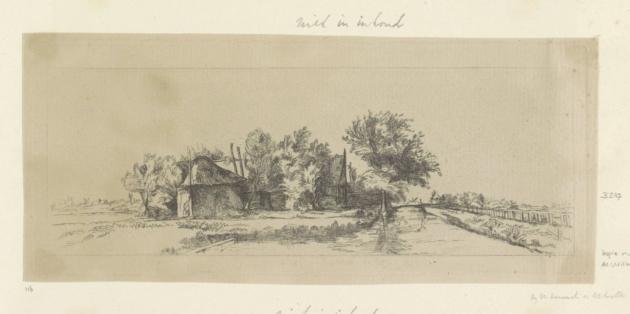 Landschap palisade een kanaal Kokoelma kahdeksankymmentäviisi alkuperäistä vedosta (sarjan nimi) tekijältä Pierre François Basan (workshop of)