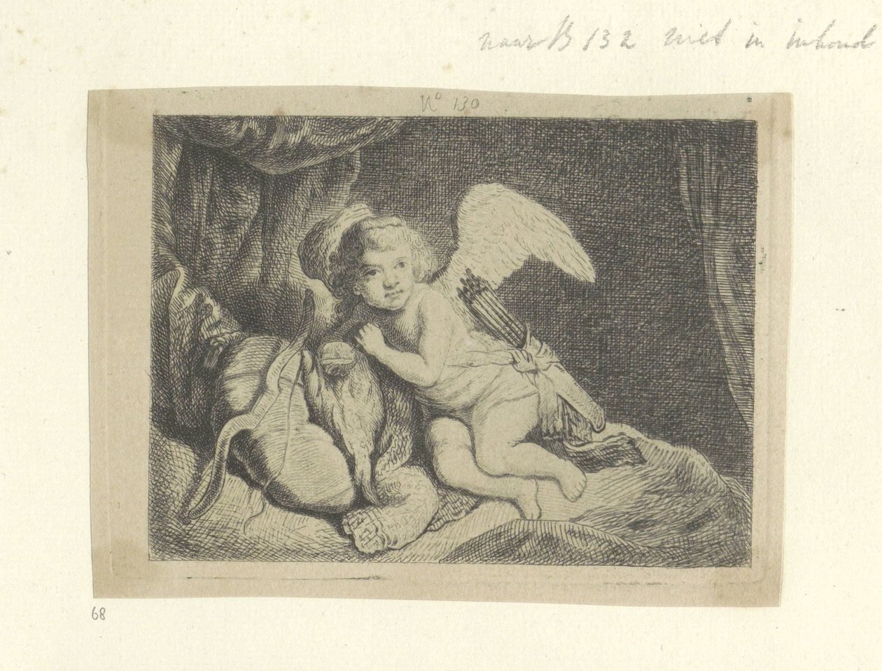 Rustende Amor Kokoelma kahdeksankymmentäviisi alkuperäistä vedosta (sarjan nimi) tekijältä Pierre François Basan (workshop of)