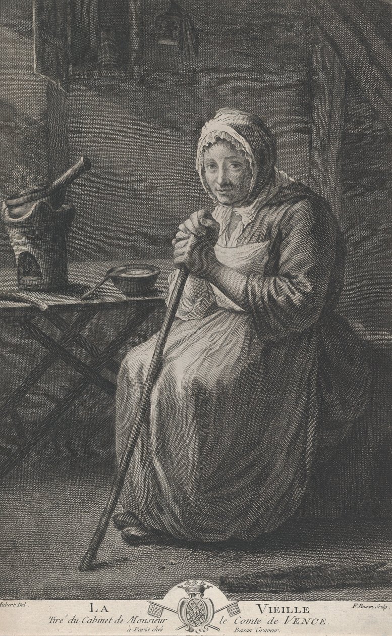 Vanha nainen, Vencen kreivin kansliasta, 1782-97. tekijältä Pierre François Basan