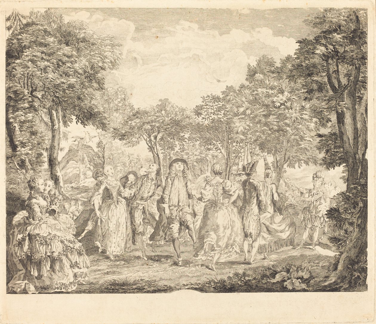 Baletti oopperassa tekijältä Pierre François Basan after Gabriel Jacques de Saint Aubin