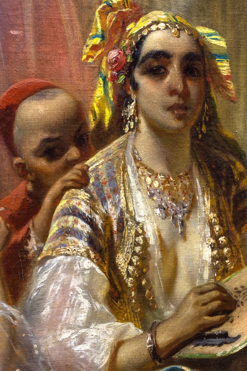 Algerin naiset, sisäpihan sisustus tekijältä Pierre François Eugène (after) Giraud