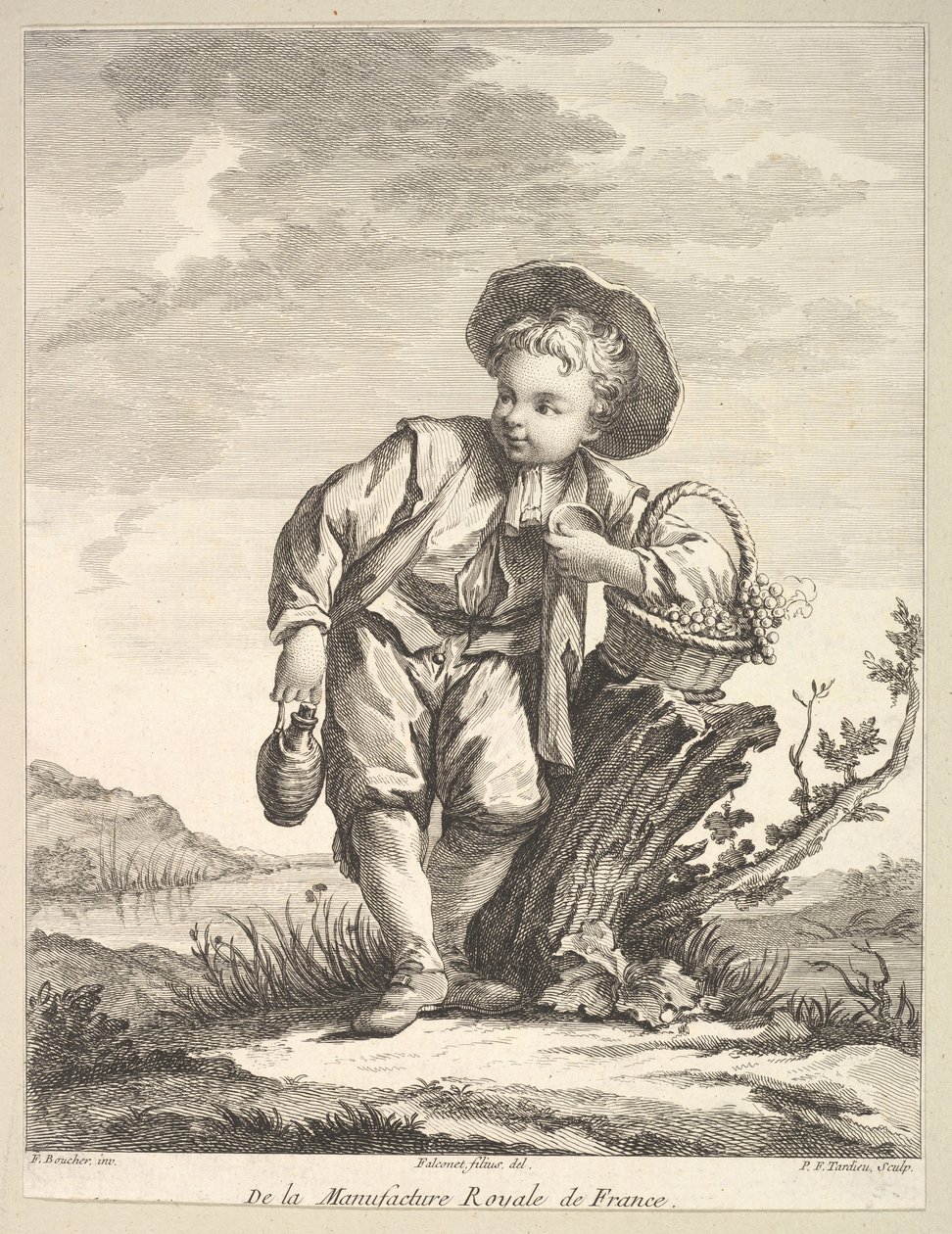 Pieni poika kädessään viinikoria, Toisesta hahmokirjasta po..., vuoden 1757 jälkeen. tekijältä Pierre François Tardieu