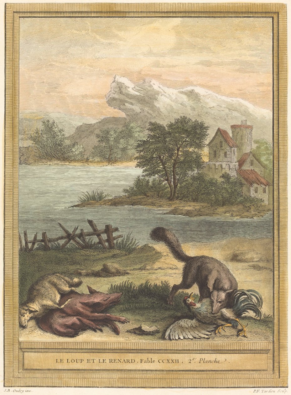 Le loup et le renard (Susi ja kettu) tekijältä Pierre François Tardieu after Jean Baptiste Oudry