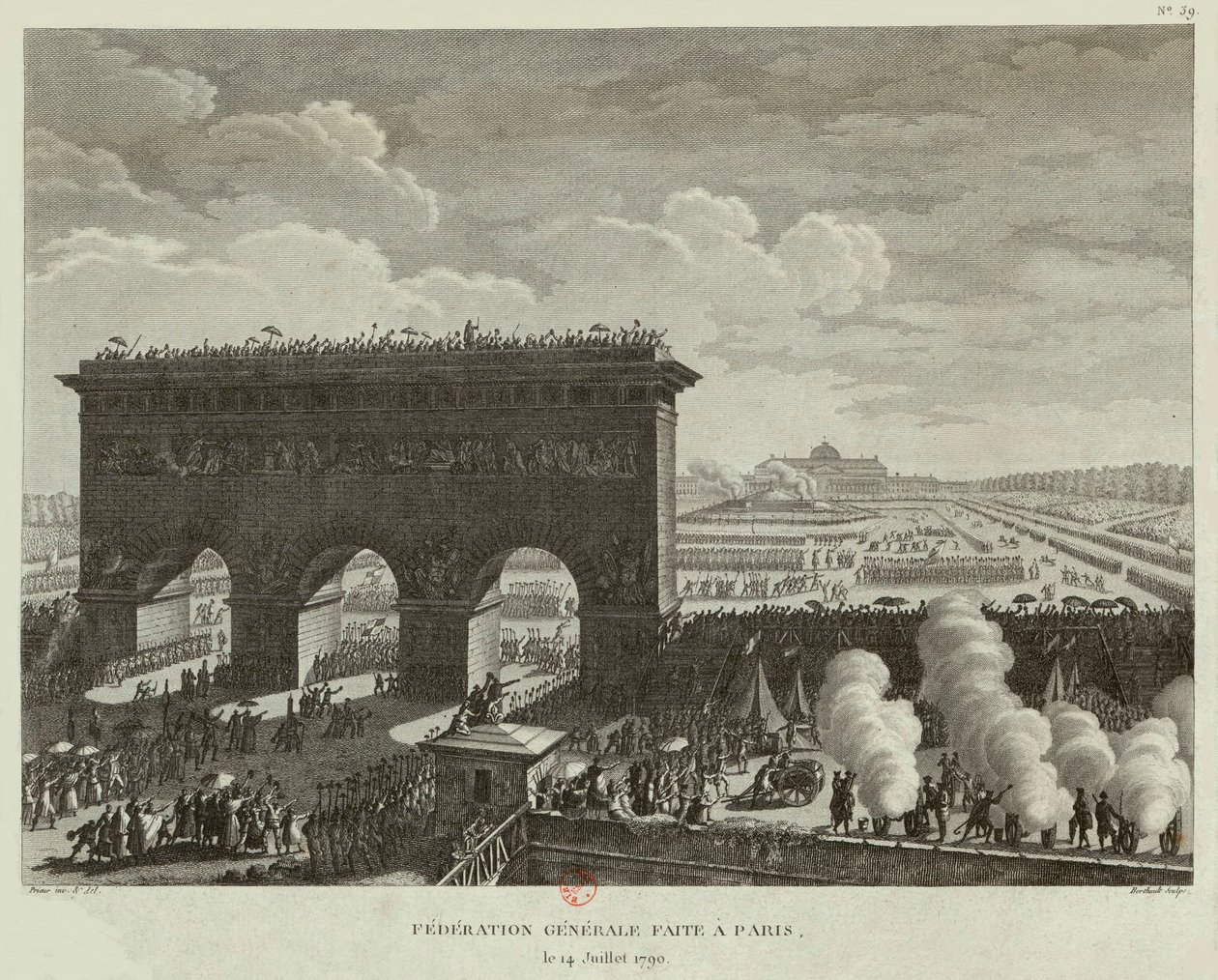 Pariisissa 14. heinäkuuta 1790 pidetty yleinen liittokokous. tekijältä Pierre Gabriel Berthault