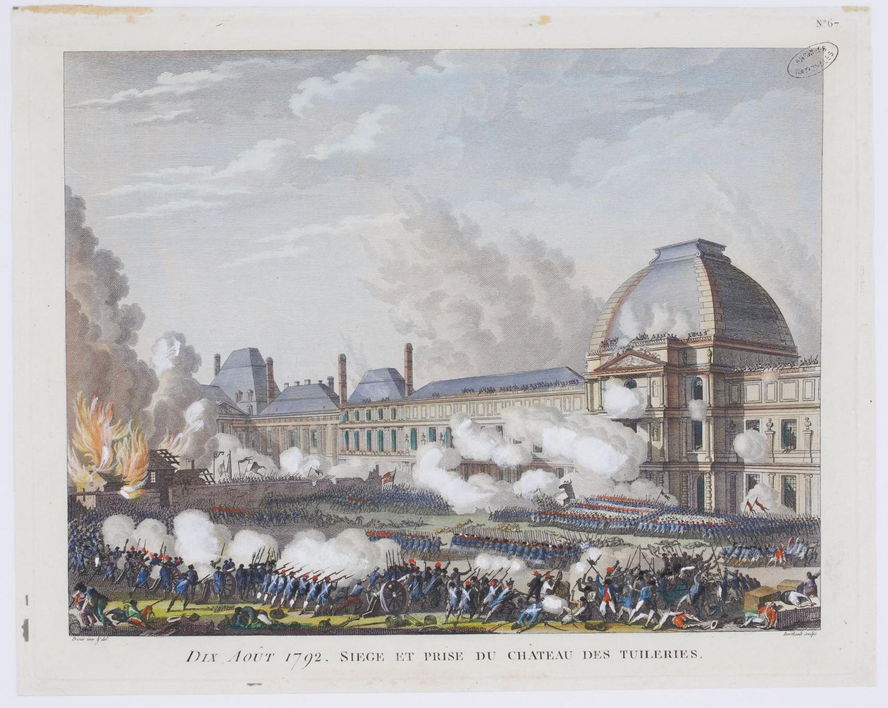 Tuileriesin palatsin hyökkäys 10. elokuuta 1792, n. 1800 tekijältä Pierre Gabriel Berthault