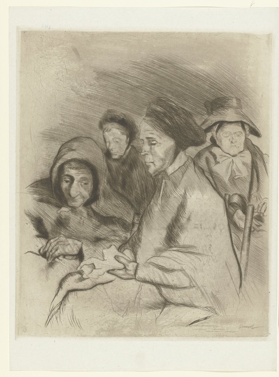 Vier oude vrouwen Vanhojen naisten muotokuvia The Trial (sarjan nimi) tekijältä Pierre Georges Jeanniot