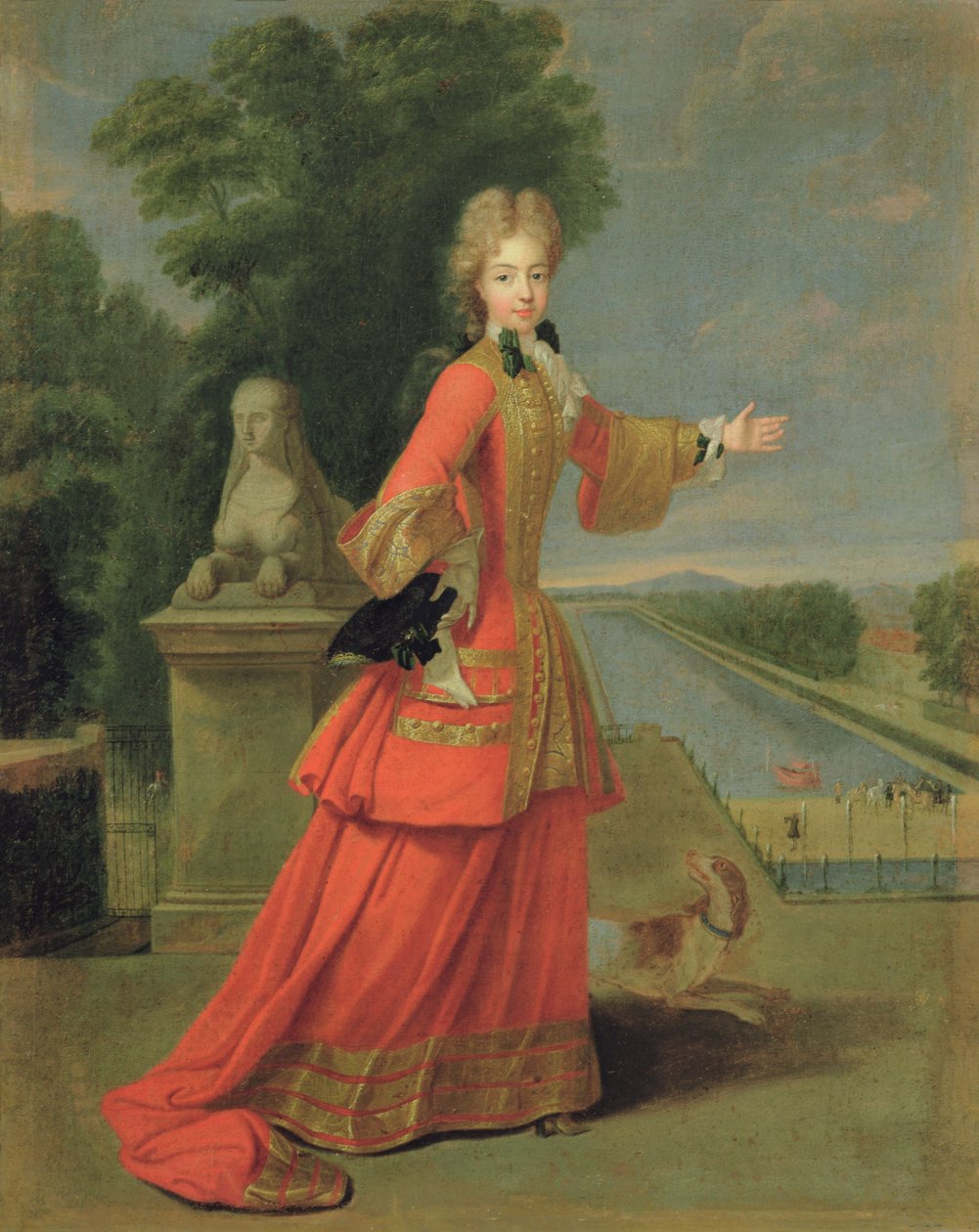 Marie-Adelaide de Savoie (1685-1712) metsästyspuvussa, n. 1704 tekijältä Pierre Gobert