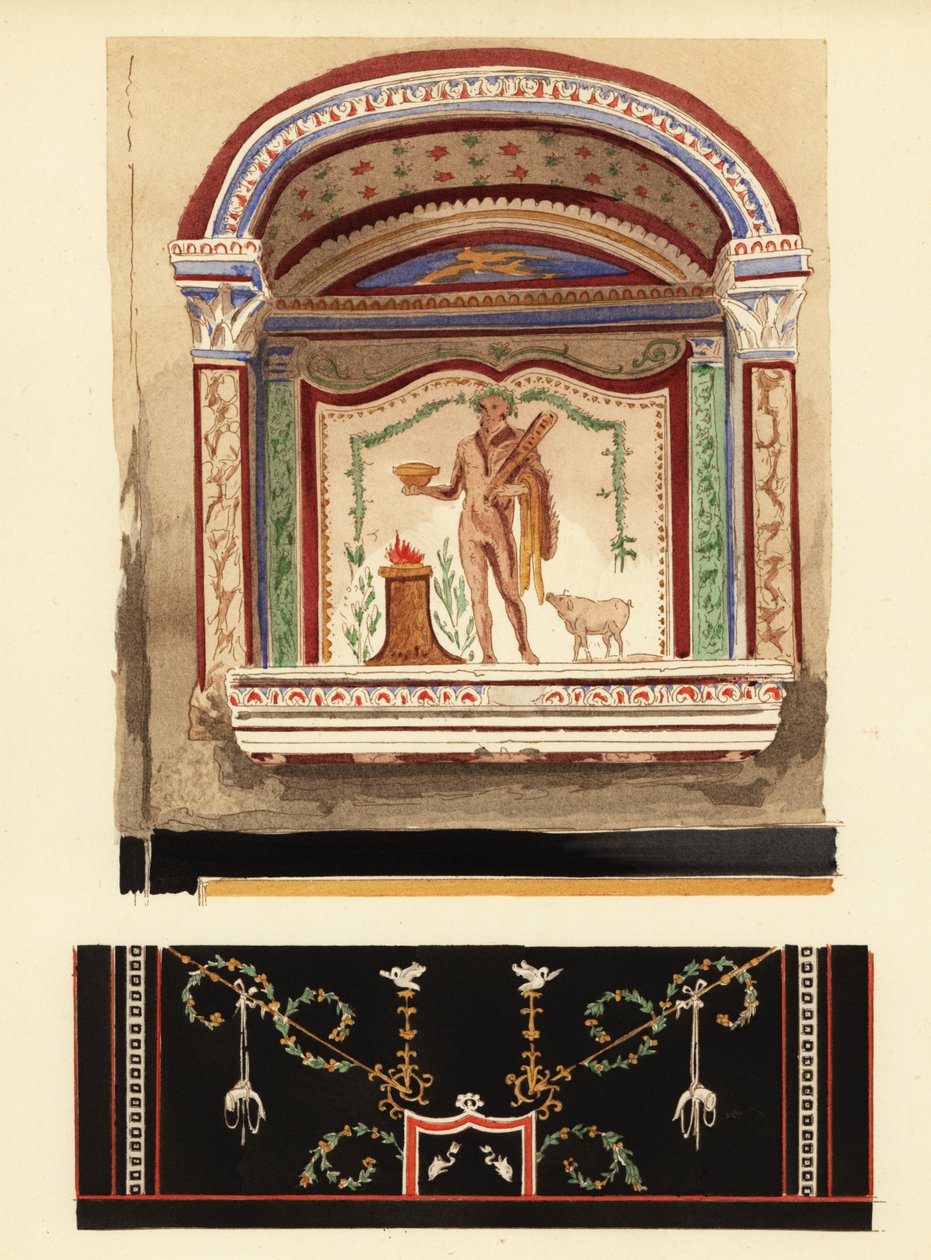 Herkulesille omistettu lararium-niche-maalaus lisärakennuksessa (Casa del Cenacolo, V tekijältä Pierre Gusman
