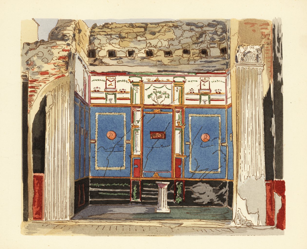 Pienen suihkulähteen talon tablinum, Casa della Fontana Piccola, Pompei tekijältä Pierre Gusman