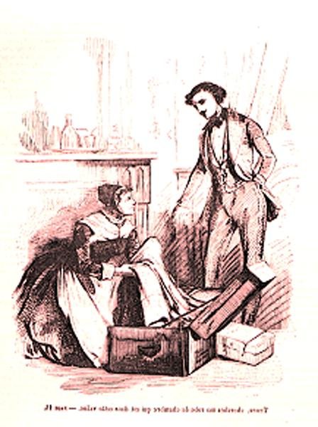 Charles Grandet ja Nanon, kuvitus Honore de Balzacin (1799-1850) teoksesta "Eugenie Grandet" tekijältä Pierre Gustave Eugene Staal