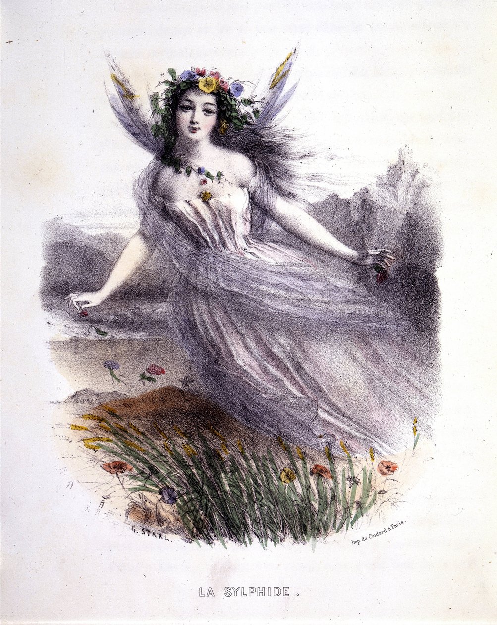 Fairy: La sylphide - teoksessa ”Mytologiset naiset”, kirjoittaja Mery ja Foelix, ill. G. Staal, toim. kirjoittanut Gouet tekijältä Pierre Gustave Eugene Staal
