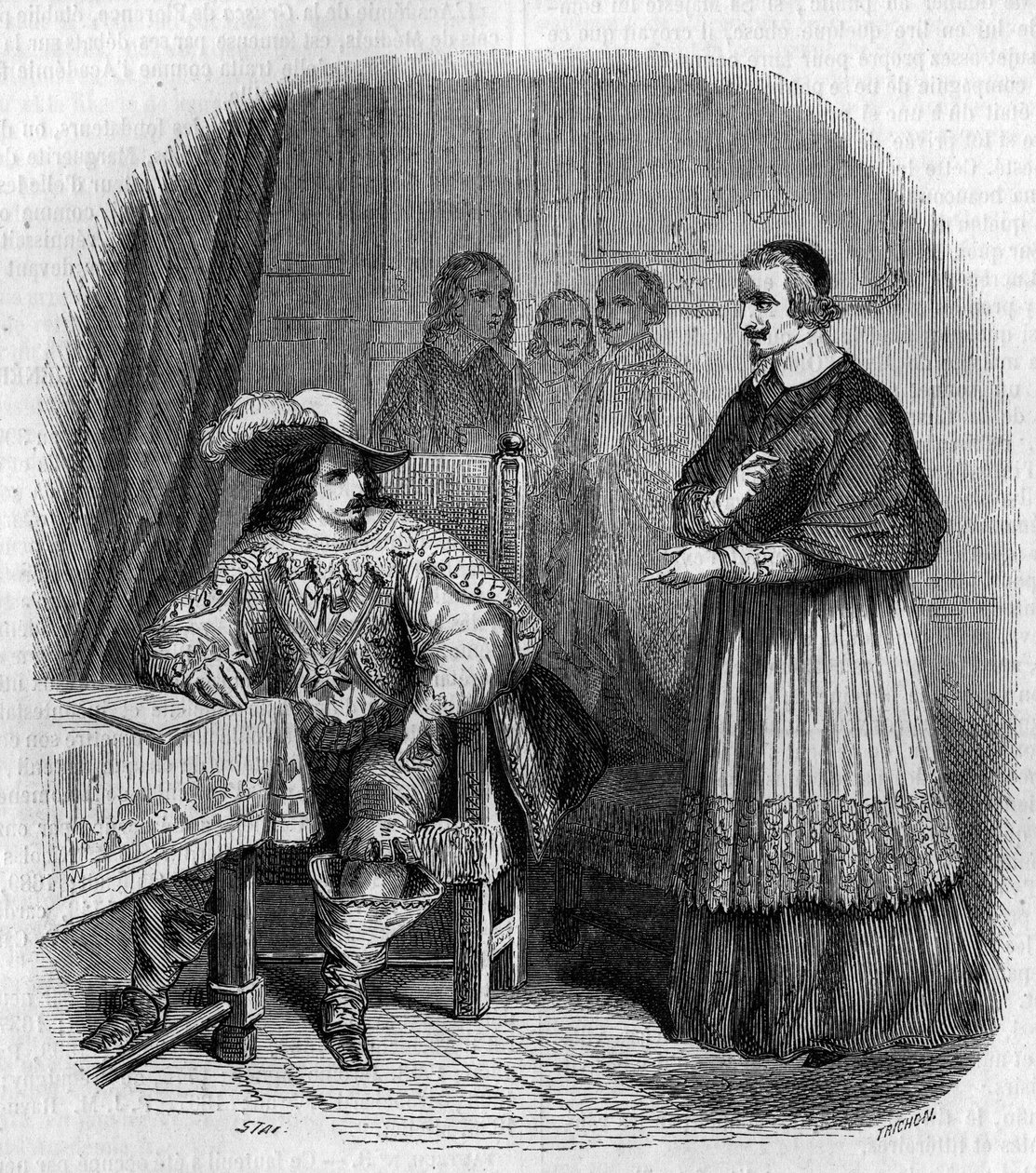 Perustivat vuonna 1635 Louis XIII (1601-1643) ja kardinaali Richelieu (Armand Jean du Plessis de Richelieu) (1585-1642). Kaiverrus G. Staal tekijältä Pierre Gustave Eugene Staal