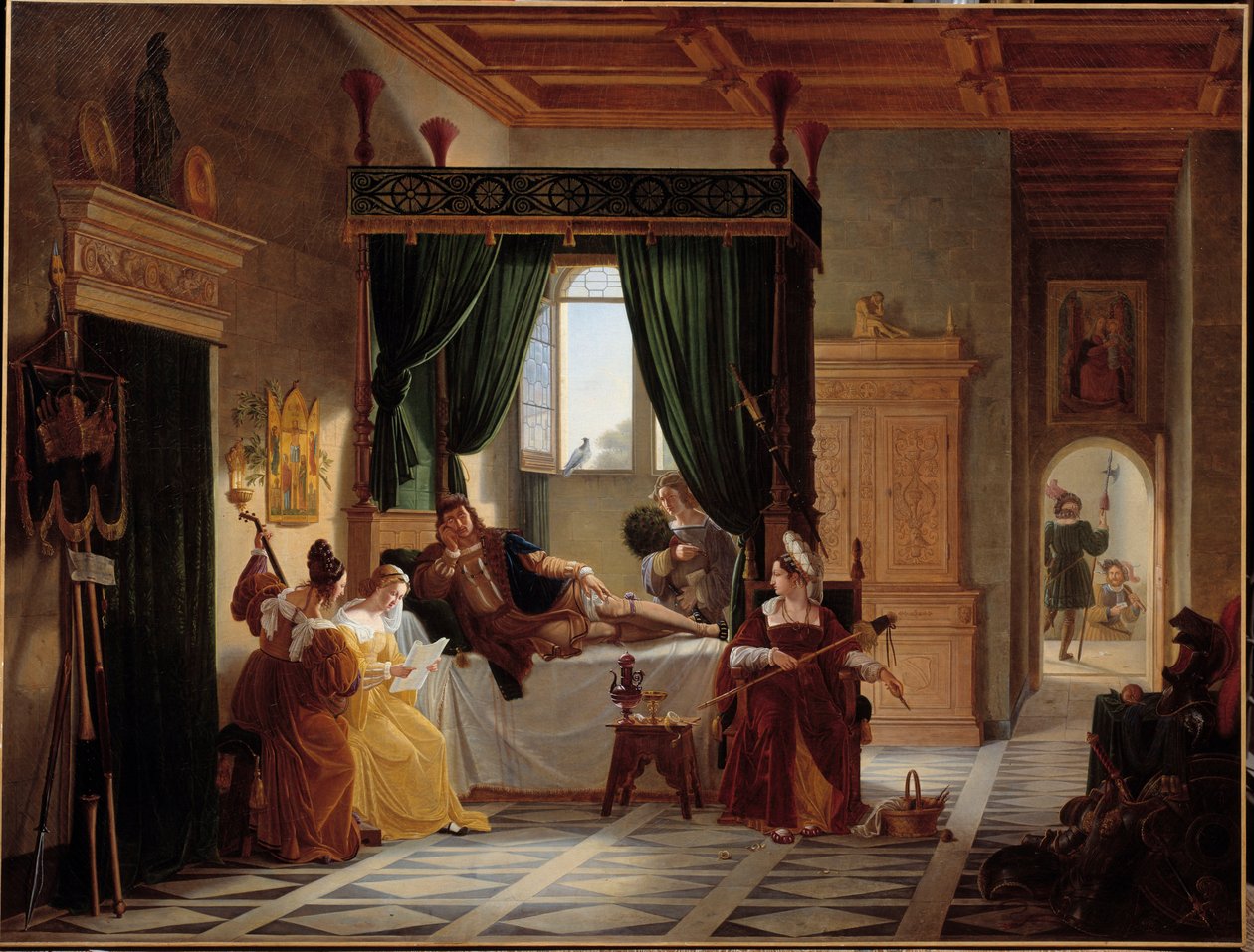 Bayardin toipuminen Ritari Pierre Terrail, Bayardin herra (1476-1524) kovalentoisessa taistelussa Brescian piirityksen jälkeen. Pierre Henri Revoilin (1776-1842) maalaus 1800-luvun aurinko. 1,35 x 1,77 m tekijältä Pierre Henri Revoil