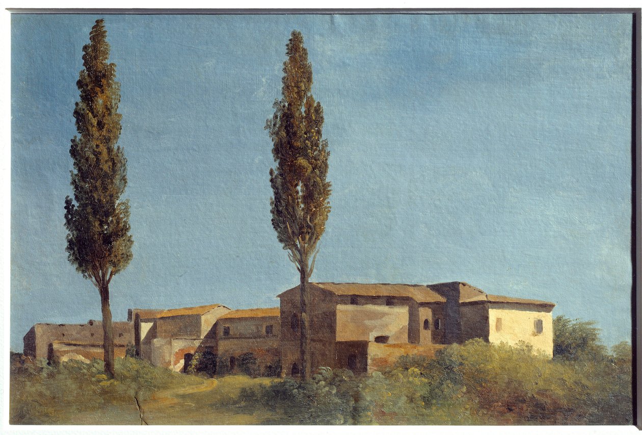 Villa Farnesessa kaksi poppelia. Pierre Henri De Valenciennesin (1750-1819) maalaus tekijältä Pierre Henri de Valenciennes