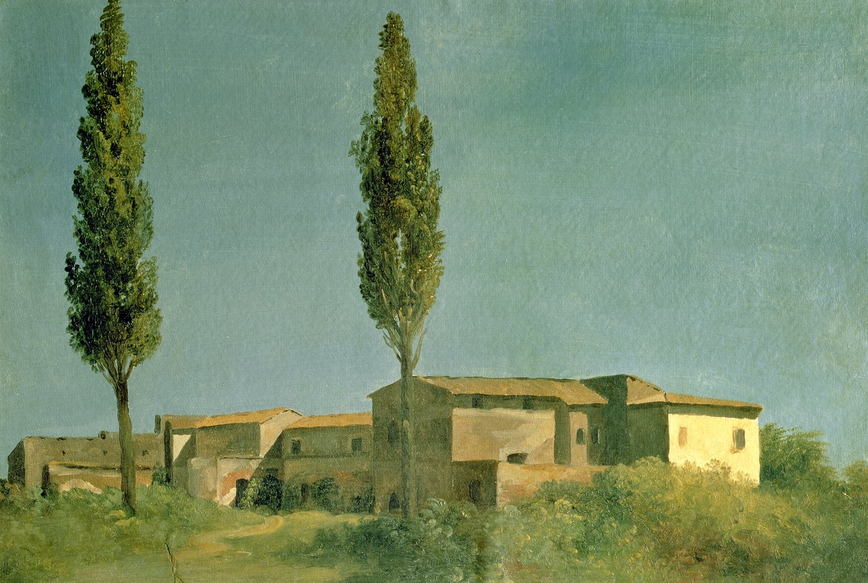 Villa Farnesessa: The Two Poplars, n. 1777 (öljy kortille) tekijältä Pierre Henri de Valenciennes
