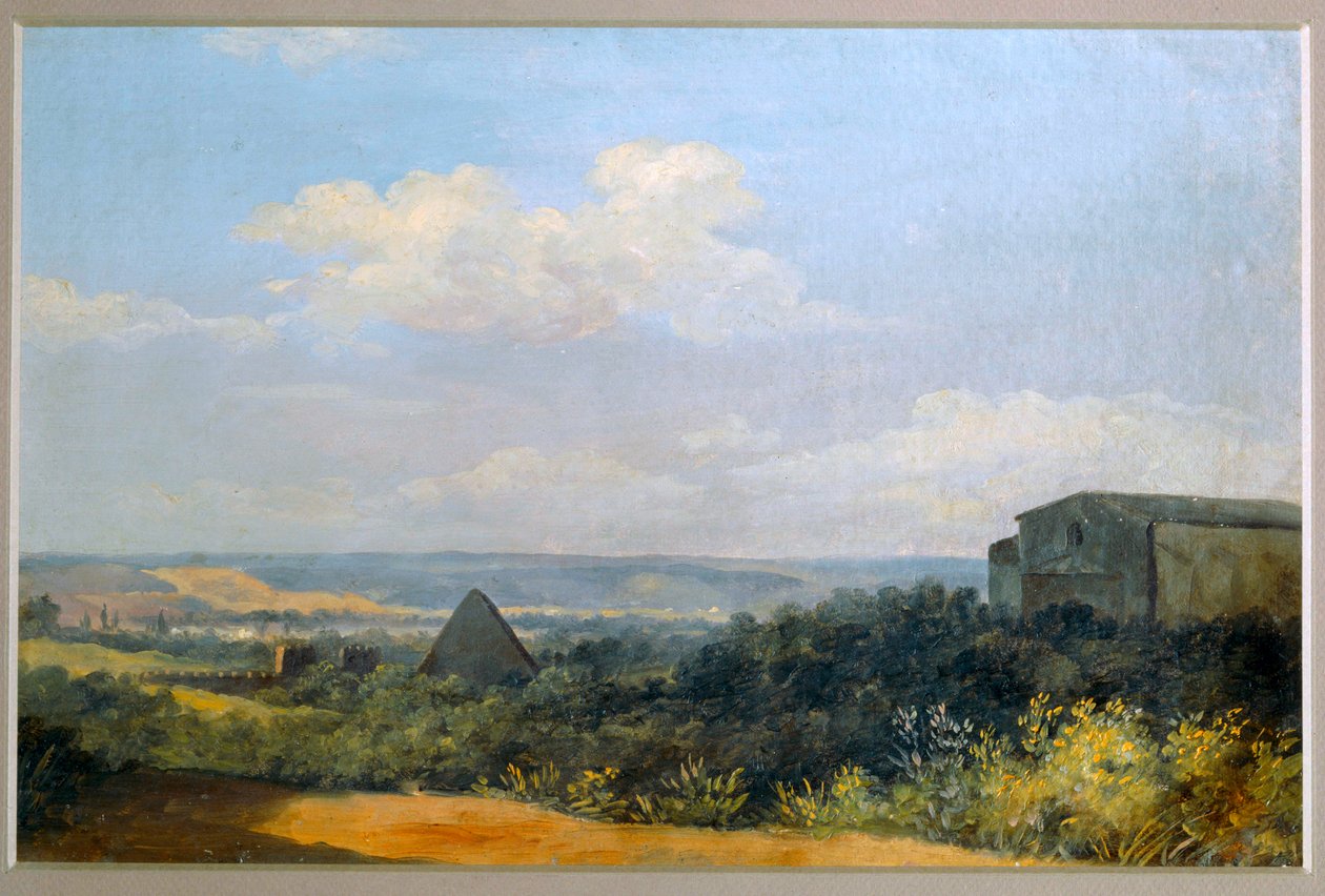 Cestiuksen pyramidi Roomassa - Cestiuksen pyramidi Roomassa. Paperi kartongilla ... tekijältä Pierre Henri de Valenciennes