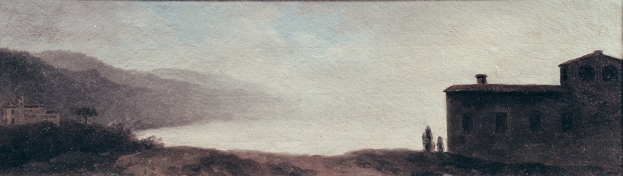 Nemi-järvi sateessa (öljy paperille ja kortille kiinnitettynä) tekijältä Pierre Henri de Valenciennes