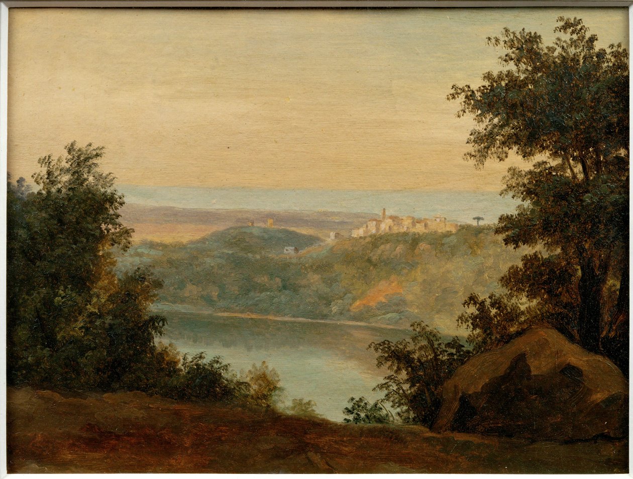 Nemi-järvi; kaukana Genzanon kaupunki ... tekijältä Pierre Henri de Valenciennes