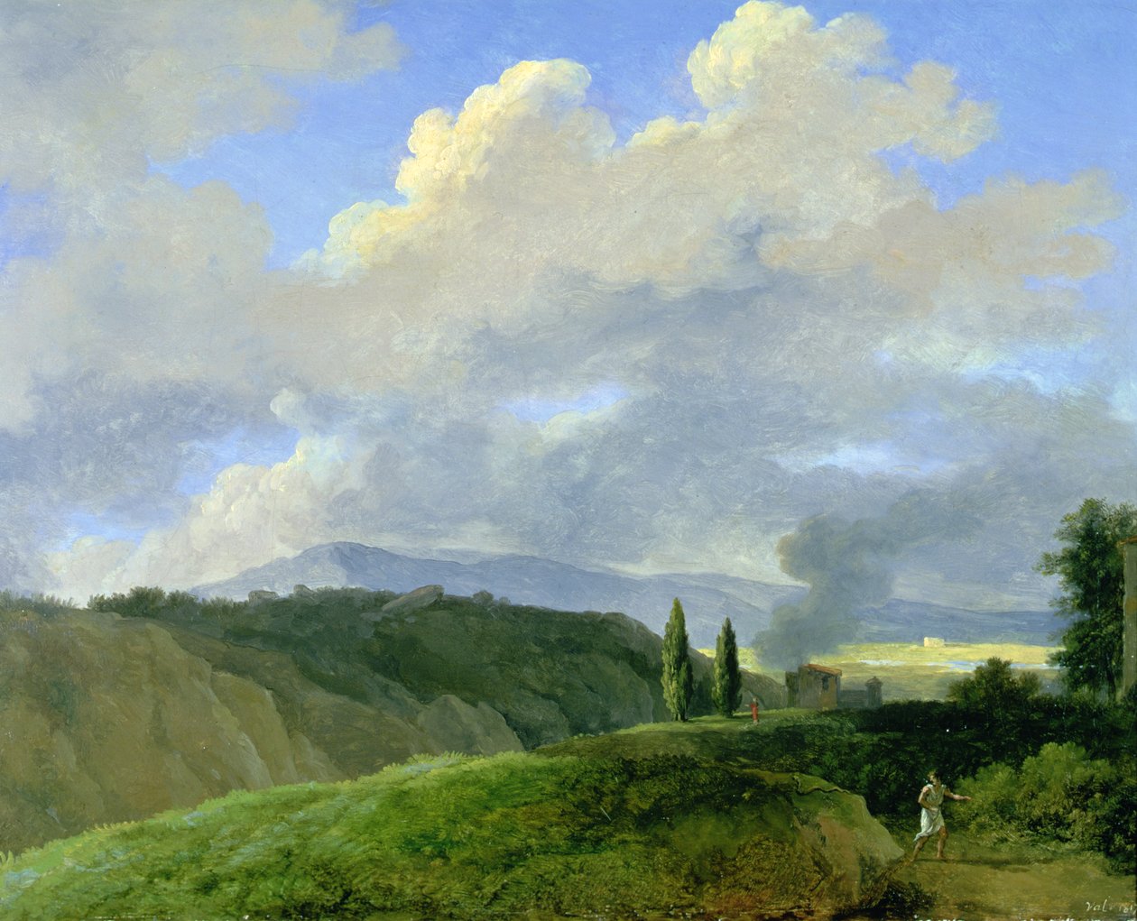 Vuoristoinen maisema hahmoineen (öljy kankaalle) tekijältä Pierre Henri de Valenciennes