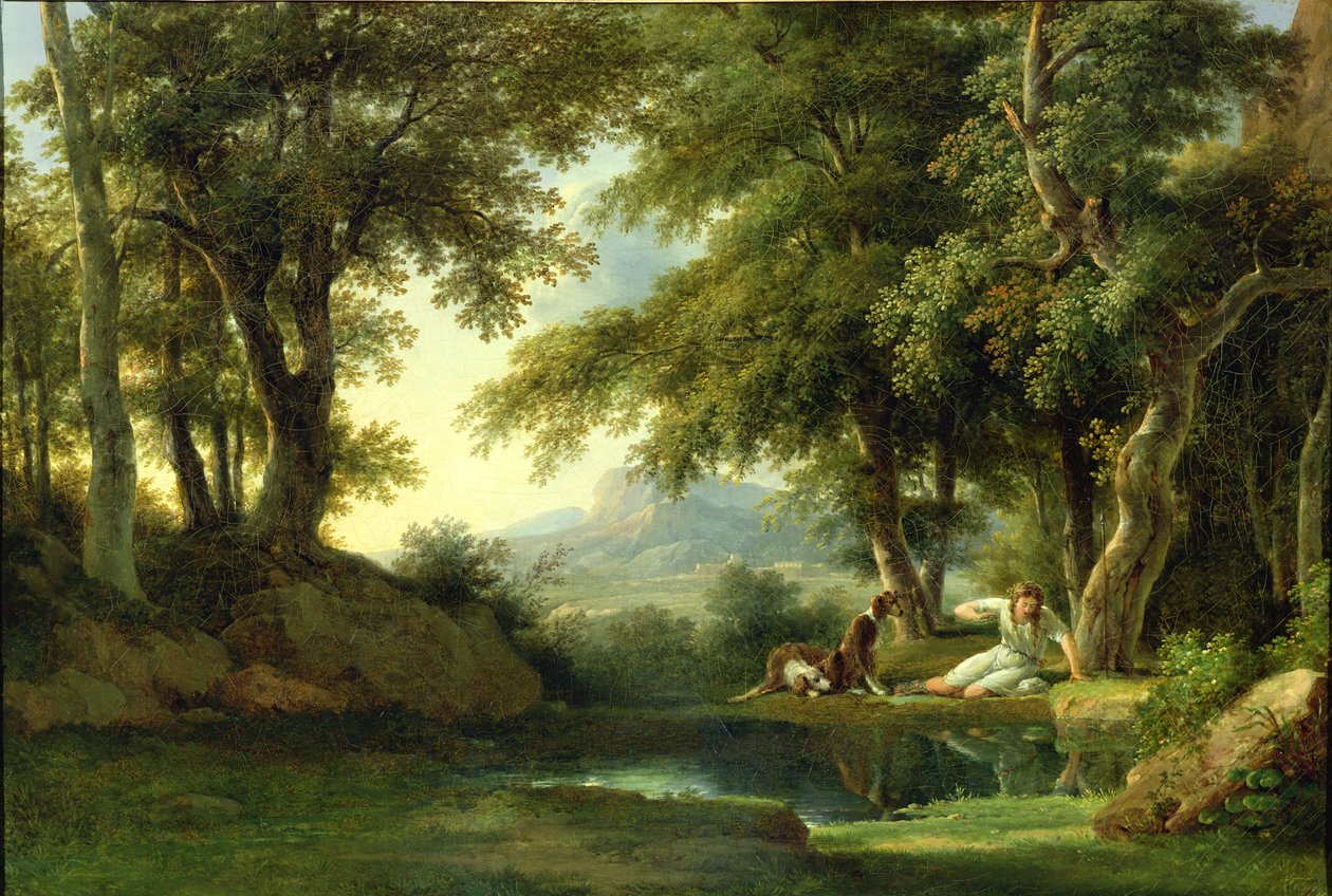 Narcissus ihailemassa heijastustaan tekijältä Pierre Henri de Valenciennes