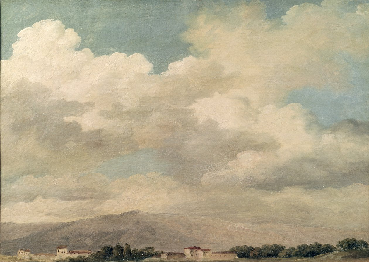 Study of the Sky Quirinalissa (öljy paperille kiinnitettynä korttiin) tekijältä Pierre Henri de Valenciennes