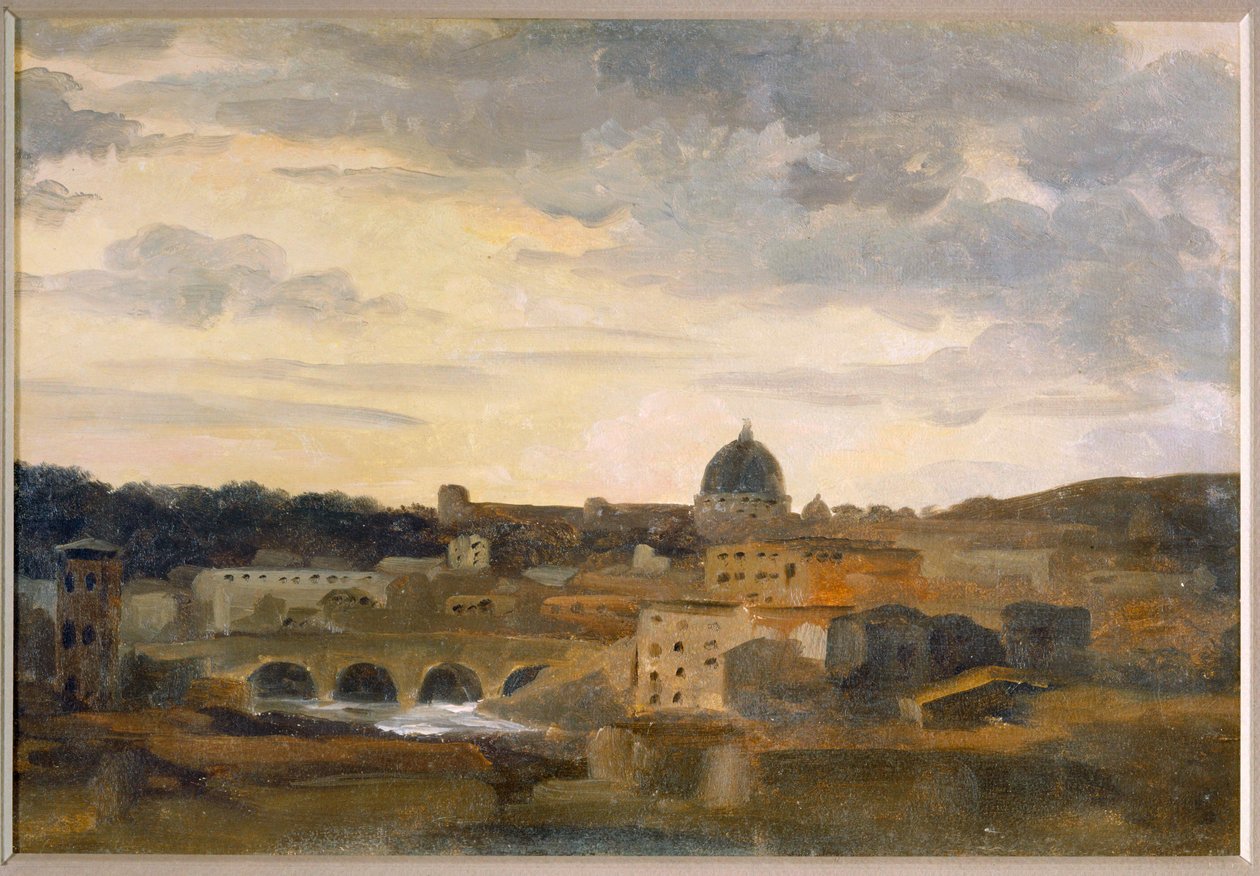 Näkymä Roomasta myrskyisällä säällä (piirustus pahville) tekijältä Pierre Henri de Valenciennes