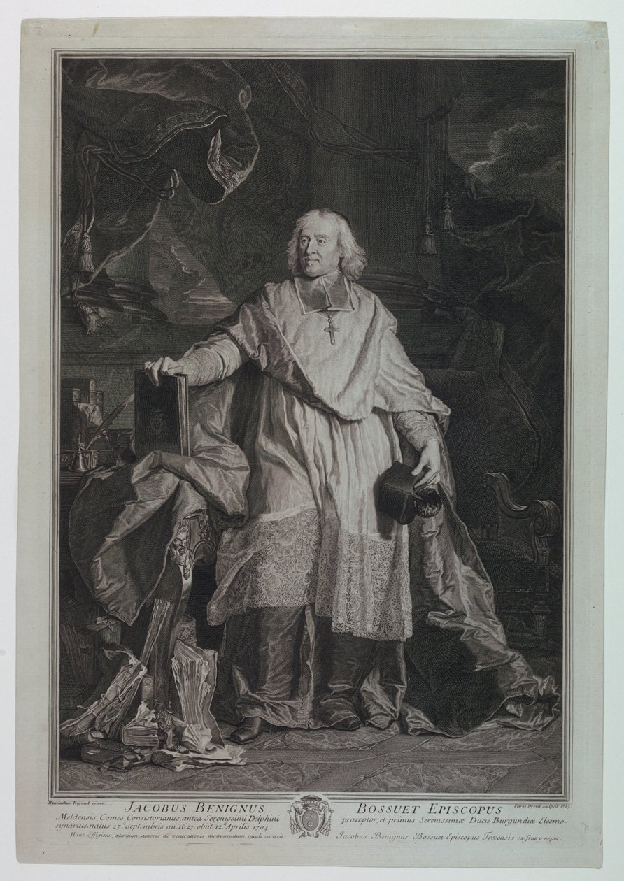 Kardinaali Jacques Benigne Bossuetin (1627-1704) muotokuva tekijältä Pierre Imbert Drevet
