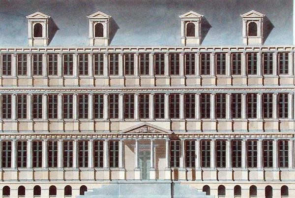 Gentin kaupungintalo, Pierre Jacques Goetghebuerin "Alankomaiden kuningaskunnan merkittävimpien monumenttien, rakennusten ja talojen valinta", julkaistu 1827 (akvatinta) tekijältä Pierre Jacques Goetghebuer