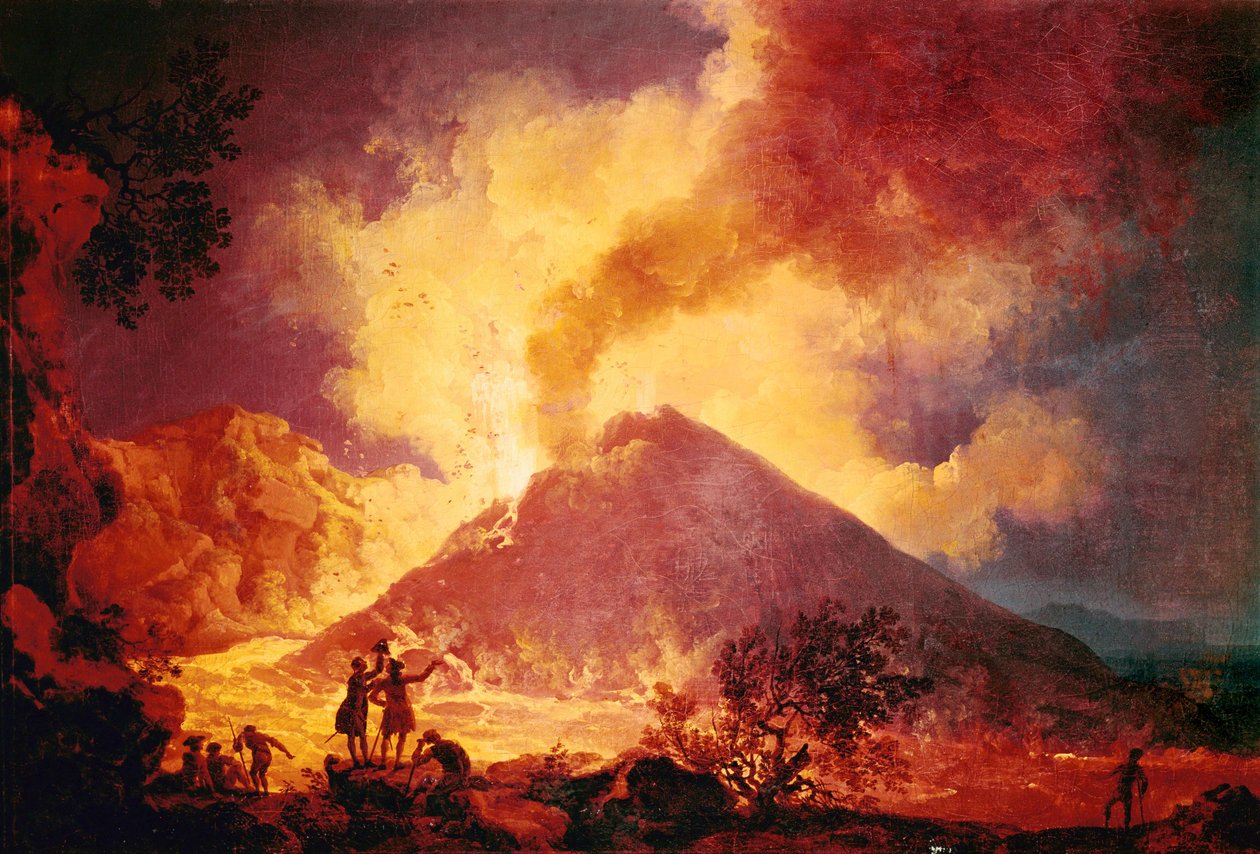 Vesuviuksen purkaus, Italia ... (öljy kankaalle) tekijältä Pierre Jacques Volaire