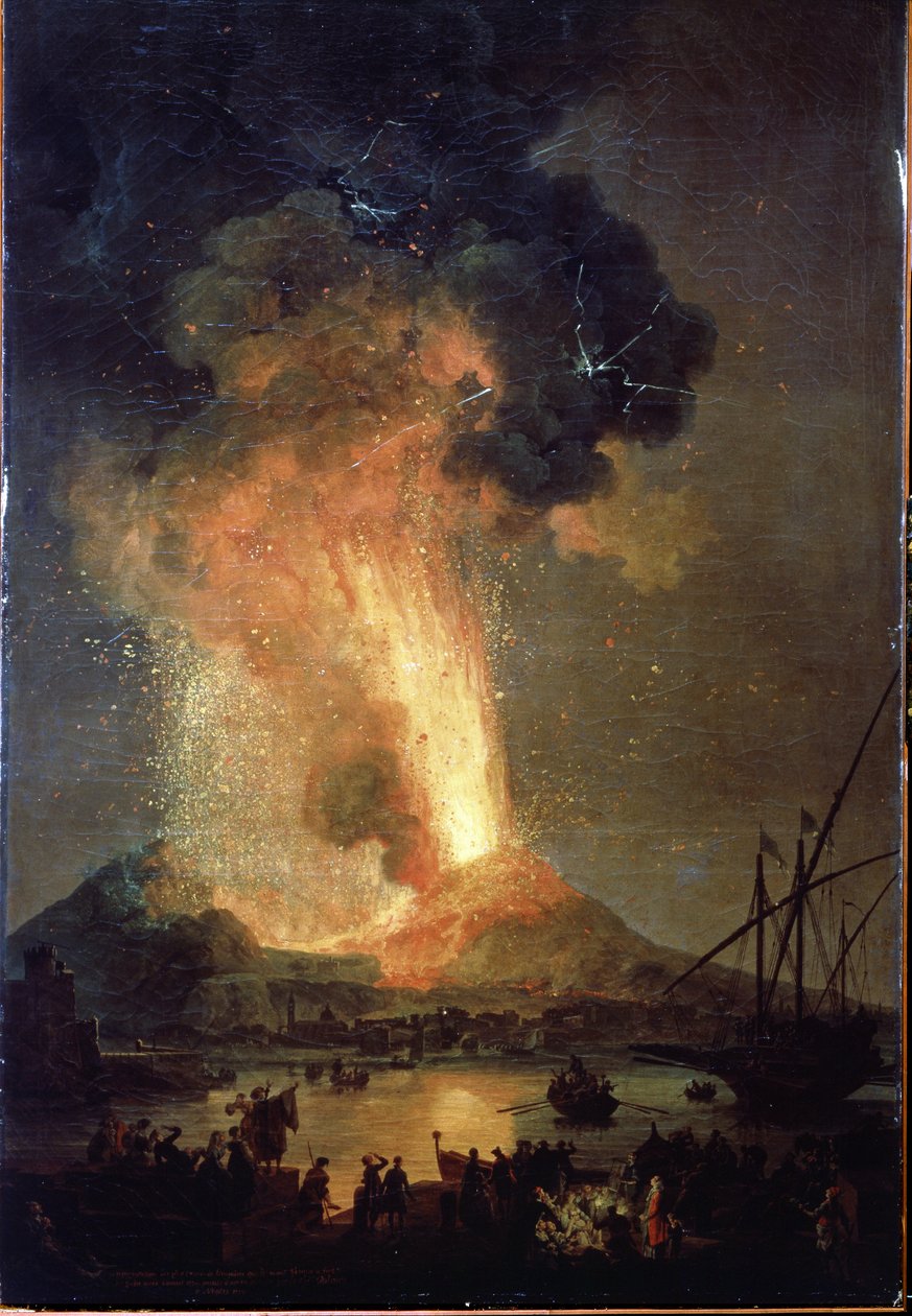 Vesuviuksen purkaus. Pierre-Jacques (Pierre Jacques) Volairen (Volairen ritari) maalaus (1729-1802) Öljy kankaalle, 242 x 163 cm tekijältä Pierre Jacques Volaire