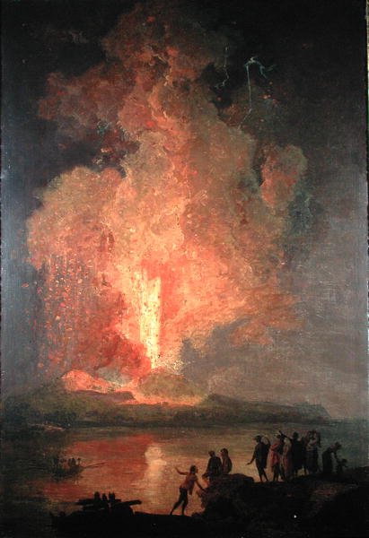 Vesuvius purkautumassa (öljy kankaalle) tekijältä Pierre Jacques Volaire
