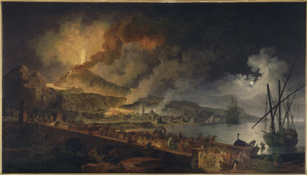 Vesuviuksen purkaus Porticista nähtynä, noin 1767. tekijältä Pierre Jacques Volaire