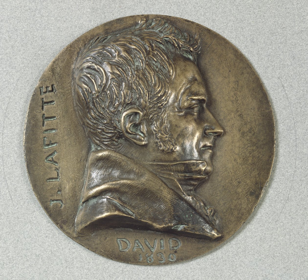 Medaljonki Jacques Lafitten (1767-1844) muotokuvalla 1830 (metalli) tekijältä Pierre Jean David d