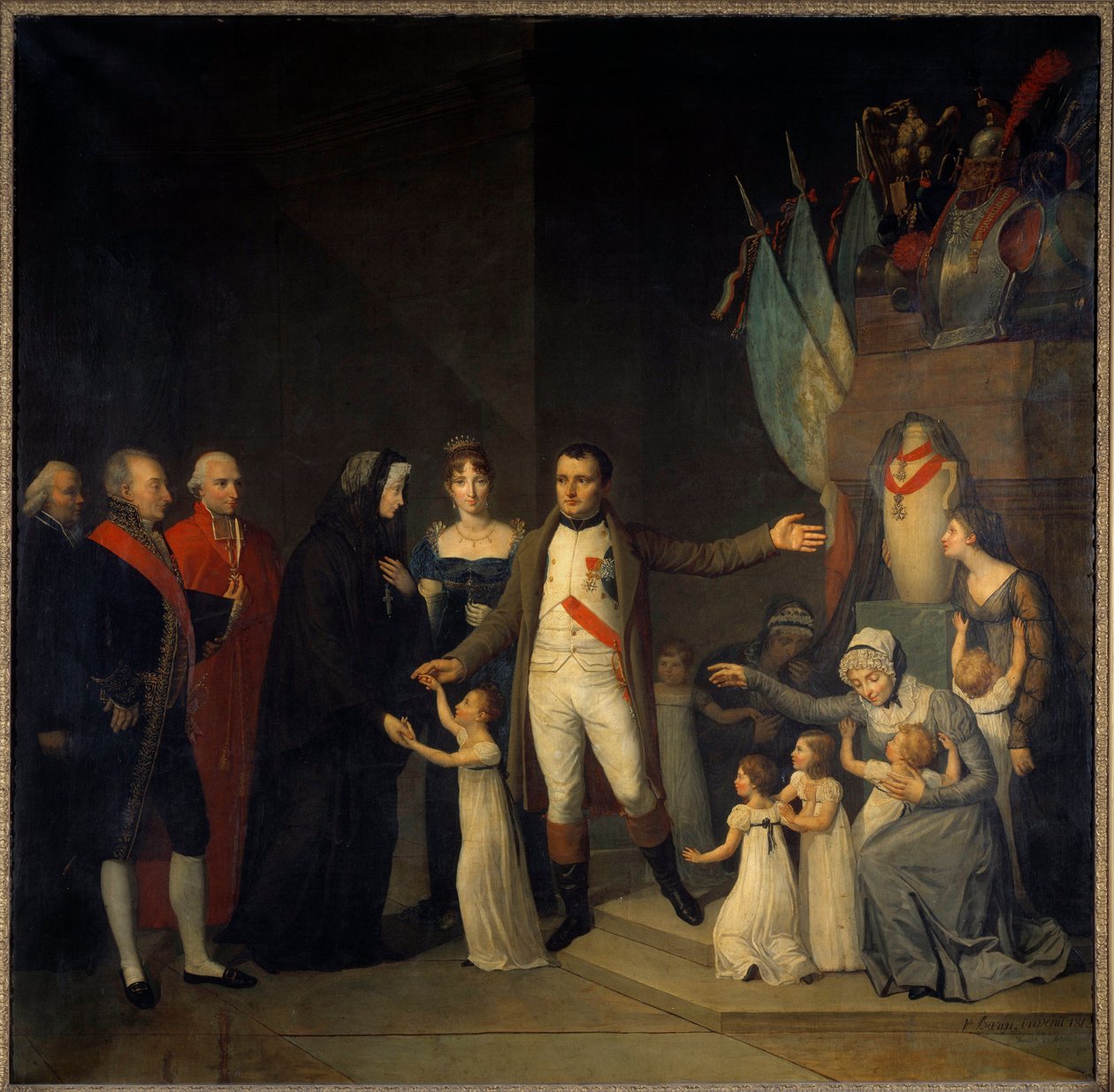Kunnialegioonan koulutuskeskusten perustaminen Napoleon I:n kanssa. Pierre Joseph Bazinin (1797-1866) maalaus 1800-luvun Pariisi, Legion d