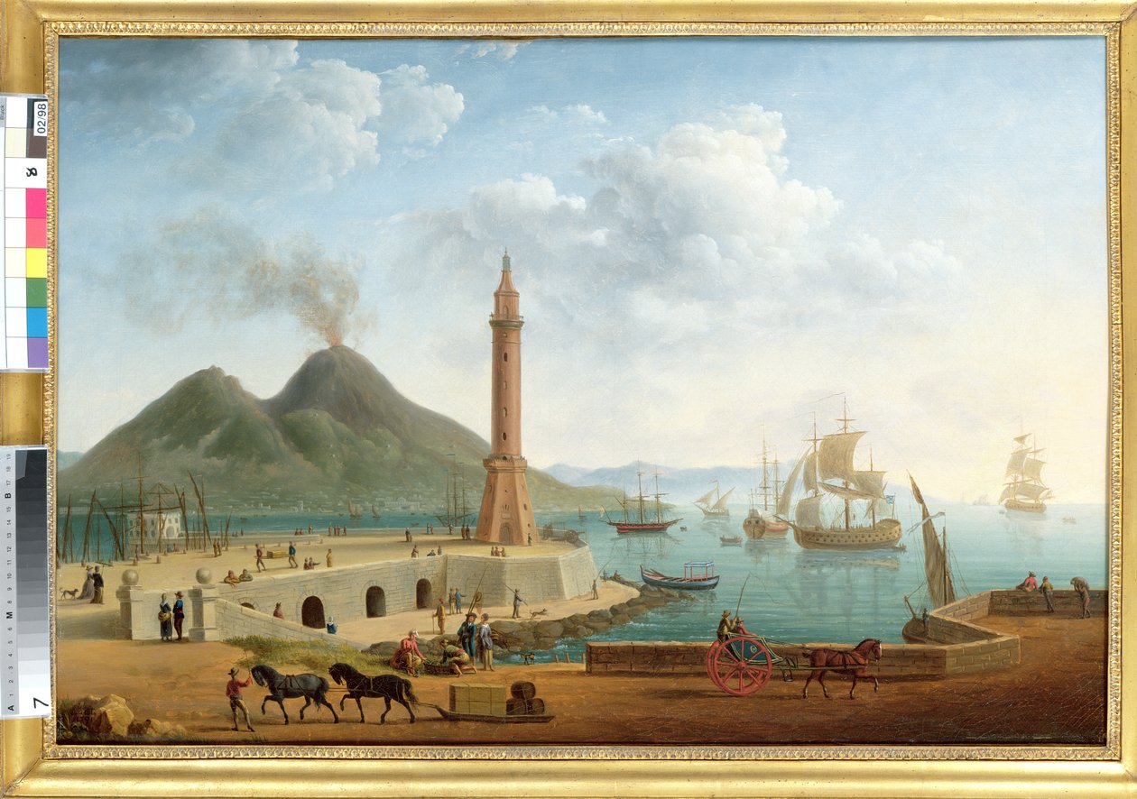 Näkymä Vesuviukselle Napolin satamasta, 1791 (pari 121416) tekijältä Pierre Joseph Petit